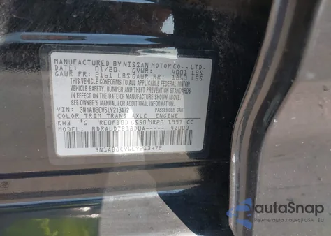 2020 Nissan Sentra Sv z USA, uszkodzony, nr VIN 3N1AB8CV6LY213472